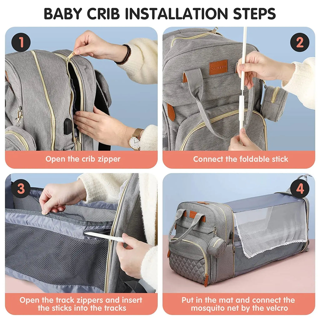 3 In 1 Diaper Bag Backpack Foldable
